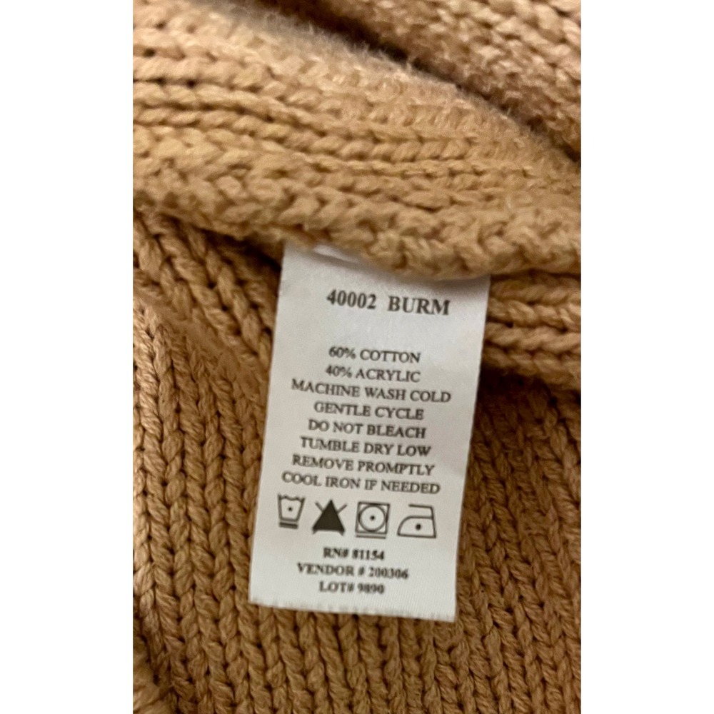 Vintage Chadwick's Cable Knit Longline Cardigan Sweater Camel Tan Size Large - Picture 9 of 10